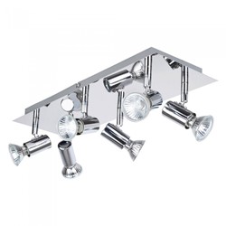 300w Gu10 6 Spot Rectangle Plate Polished Chrome Ceiling Spotlight